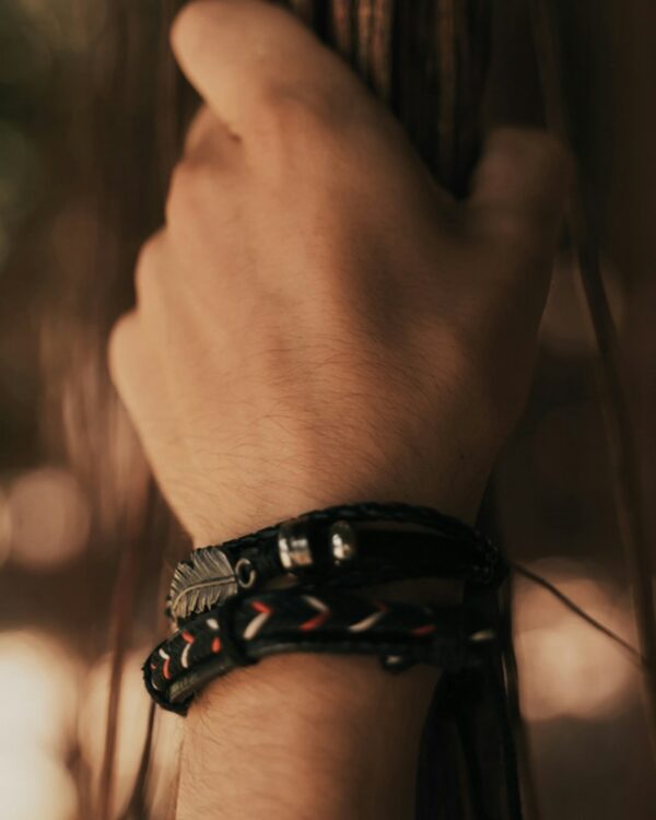 Pulsera de cuero minimal negra